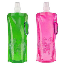 (1 rose and 1 green) 2x 500ml sammenleggbar drikkevannspose for camping, sykling, løping, utendørsaktiviteter