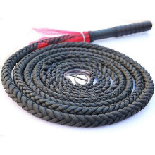 (Black) Frusta da toro in vera pelle nera, intrecciata, completamente fatta a mano, per bestiame, sport, crack