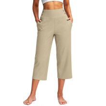 (apricot, M) Legging de yoga court taille haute pour femme, jambes droites, noir, taille S