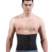 (Black, XL) Corset gainant à baleines en acier pour homme, ceinture de sudation, gainage du ventre, sculptant la silhouette.