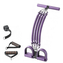 (Purple, 100 Pounds) Set di fasce elastiche con pedali e corda elastica per yoga, stretching e allenamenti in palestra a casa.