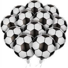 Förpackning med 12 Stycken 40 cm Fotbollsballonger, Aluminiumfolieballonger för Fotbollstema-Födelsedagar och Sportevenemang