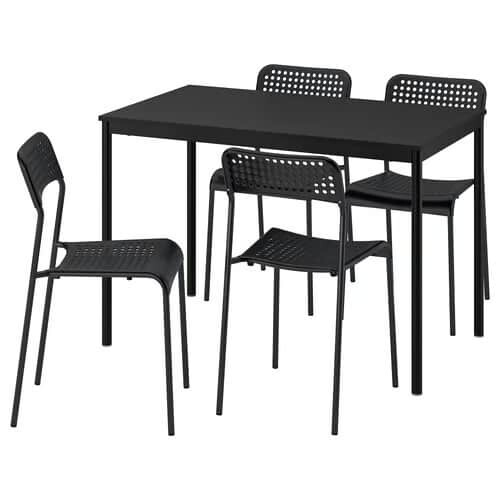 IKEA SANDSBERG Table & 4 Chairs Black