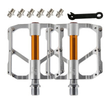 Light weights Bicycles Platform Flat Pedals 3 Bearings Bicycles Pedals Enduring Silver