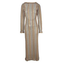 Full Length Crochet Swimsuit Coverup Backless Long Sleeve Bathing Brown flower color L