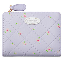 Bifold Wallet with Card Holder PU Leather Change Purse Coin Purse Short Purse Light purple