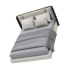 1/20 Miniature Double Bed with Beddings For Dollhouses Bedroom Scene Modern simple double
