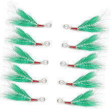 10Pcs Fishing Spoon Baits Lure Feather Detachable Feather Lure Pendant Green
