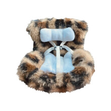 Figure Dolls Car Seat With Adjustable Strap Car Air Vent Clip Coffee leopard patte