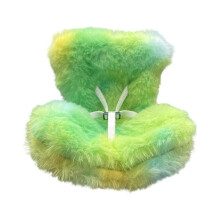 Decorative Doll Seat For 10-17cm Figures Soft Furry Sofa Collector Yellow green and bl
