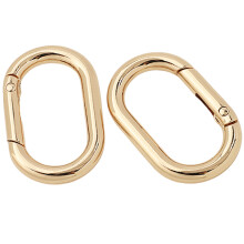 2 Pcs Metal Spring Key Rings Oval Rings Buckles Key Rings Clips for Light gold 1.2 inches