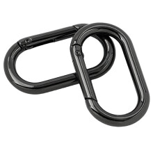 2 Pcs Multifunctional Oval Rings Buckles Metal Spring Keyring Oval Gun black 1.2 inches