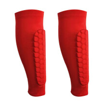 Professional Crashproof Soccer Shin Pad Football Shin Guards Compression Sleeves Red M