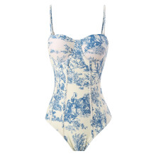 Womens Beachwear Print Swimsuit Padded Swimsuit Bra Swimwear Push Up Blue bikini S