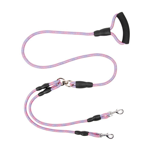 Dobbelt hundeline med 360 rotation, ingen sammenfiltring Rose red