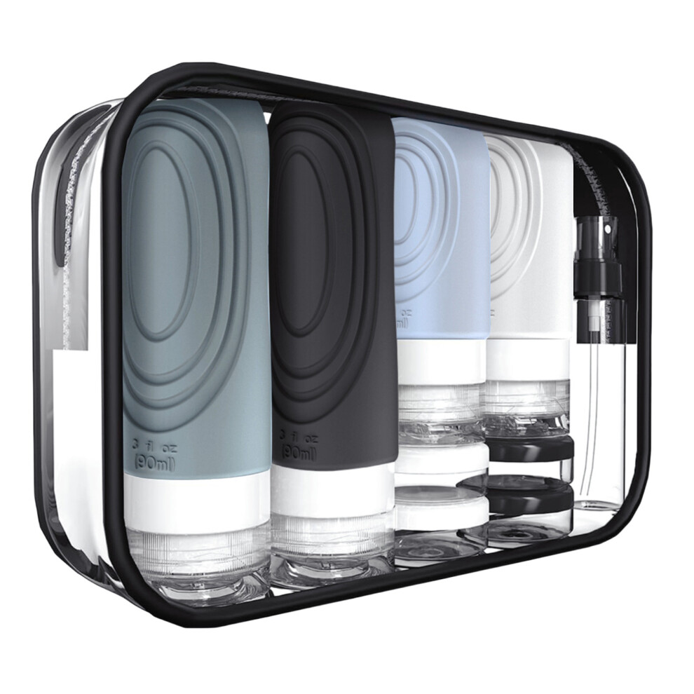 Refillable Travel Containers Silicone Toiletry Bottles With Leak Proof Design Black