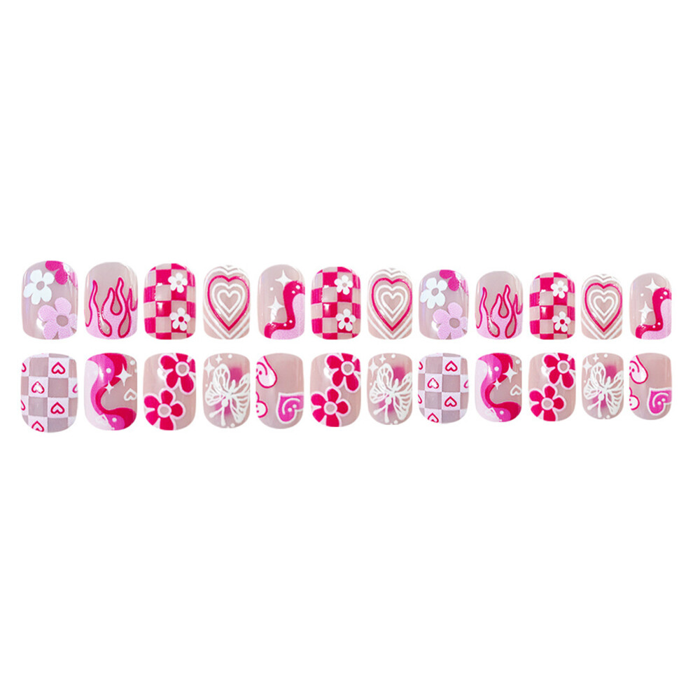 Valentine Press on Nail,Almond Fake Nail Stick on Nail False Nail Acrylic Nail
