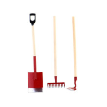 3pcs Dollhouses Gardening Tool Set Props 1:12 Scale Miniature Gardens Red