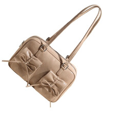 Women Armpit Bag Trendy Shoulder Bag Lovely Bows Crossbody Bag Stylish Backpack Beige