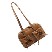Women Bag Trendy Shoulder Crossbody Bag Lovely Bows Backpack Handbag Armpit Bag Khaki
