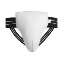 PU Leather Groin Protector Abdominal Crotch Protector Male Taekwondo L White male crotch