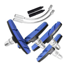 2 Pair Cycling Brake Mount Pad Shoe Block with Bend Pipe & Rubber Sleeve Blue