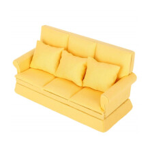1/12 Scale Dollhouses Miniature Bedroom Sofa Furniture Pretend Play for Kids Yellow