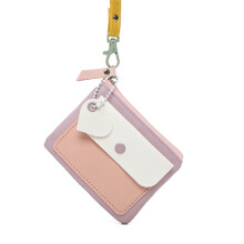 Women's Contrast Color PU Leather Small Wallet for Coins and Keys Zippered Purse Purple