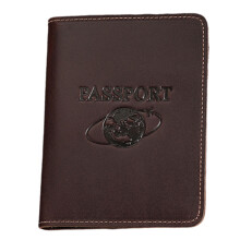 Leather Passport Pouch with Blocking Designs Credit Card Protective Cover Coffee