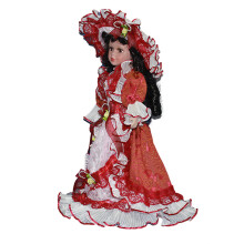 Decorative Triangel 17 Inch Porcelain Doll for Valentine Decoration Ornament Red