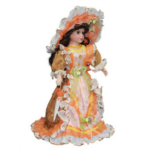 Unique Porcelain Doll Figure for Weddings Anniversaries and Home Display Orange