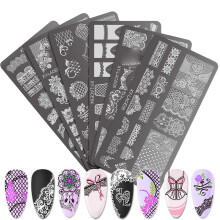 6PCS Nail Art Stamping Plates Set for Creative Manicure Designs Printing Tools