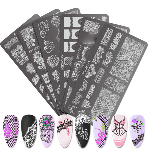 6PCS Nail Art Stamping Plates Set for Creative Manicure Designs Printing Tools