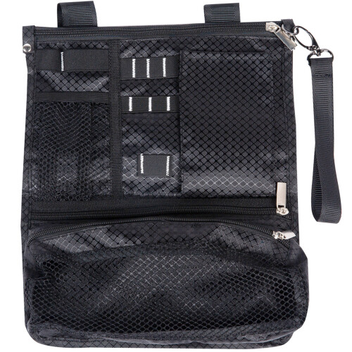 Golf Accessory Bag Pouch Foldable Golf Ball Pocket Zippered Valuables Bag Black