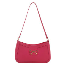 Trendy Shoulder Bag for Women PU Leather Armpit Purse with Bows Decors Clutch Rose pink