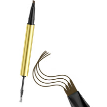 4 Prong Eyebrow Pencil with Spoolie Waterproof Microblading Effect Easy to Use Black brown