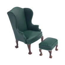 Bedroom Leather Sofa Model Realistic Vintage Life Scene Doll House Green Single Person