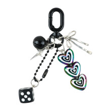 Dices Heart Keychain for Women Handbag Charms Fashion Heart Keychain Accessories Q1805 5