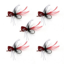 5pcs Fly Fishing Popper Topwater Fishing Lures Fly Popper Lures for Trout Red