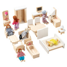 Wooden Dollhouses Furniture Model Set Pretend Play Dollhouses Accessories for Kids 03