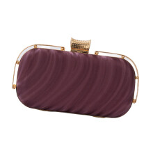 Fashionable Waves Pattern Party Handbag for Cocktails PU Leather Evening Clutch Burgundy
