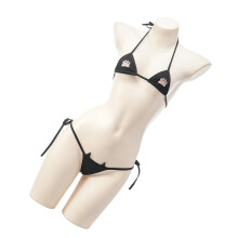 Women Cats Claws Bathing Suit Halterneck Swimwears Adjustable Back Tie Quick Dry Black