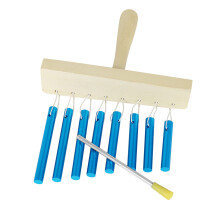 Handheld Percussion Instrument Wood Frame Practice Windchimes Aluminum Texture Blue