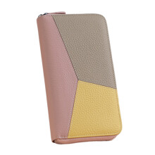 Blocking Long Leather Wallet With Card Slots And Zippered Closure for Women Light pink