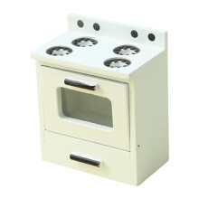 Realistic Kitchen Stove Appliance Set Cabinet Play Doll House Decoration White