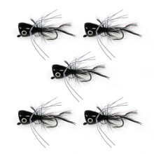 5pcs Fly Fishing Popper Topwater Fishing Lures Fly Popper Lures for Trout Black