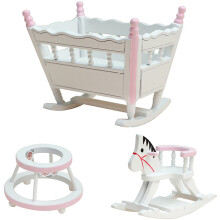Wood Bedroom Furniture Set for 1/12 Dollhouses Nursery Scene Display Accessories