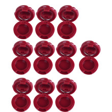 10 Pieces Mirror Equipped Rose Cosmetic Cases Set Mini Travel Lipstick Holders Red