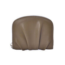 Small Wallet Pleated Short Wallet PU Leather Change Purse Solid Color Coin Purse Khaki