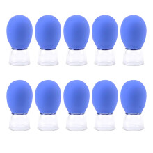 10Pcs Plastic Face Cupping Cup Set Silicone Massage Vacuum Suction Cupping Cups Blue